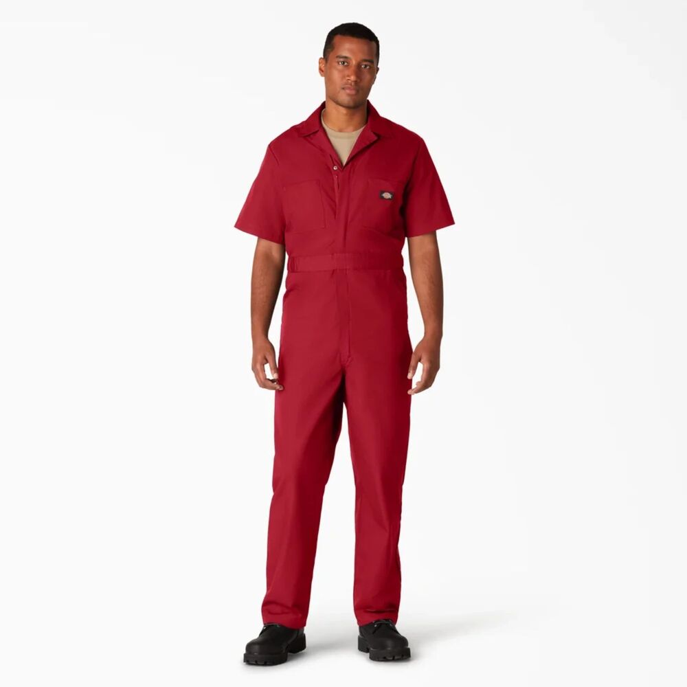 Dickies Short Sleeve Red Coveralls Size Chest 40 Medium Carpenter Work